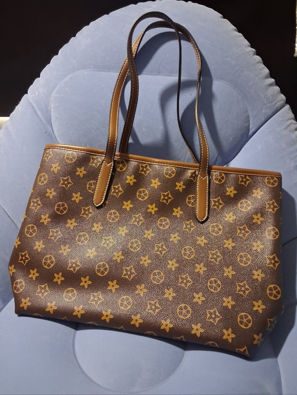 Women’s Brown Monogram Tote Zip Top Shoulder Straps Gold Hardware Pink Lining